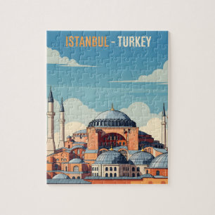 Quebra-cabeça Istambul Turquia com Hagia Sophia e minaretes