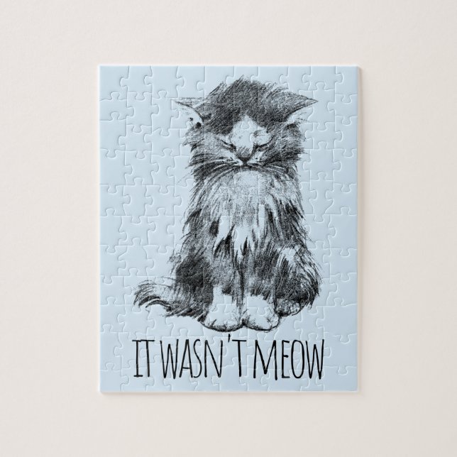 Quebra-cabeça It Wasn't Meow Cute Fluffy Kitten Light Blue (Vertical)