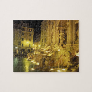 Quebra-cabeça Itália, Roma. Fonte de Trevi à noite.
