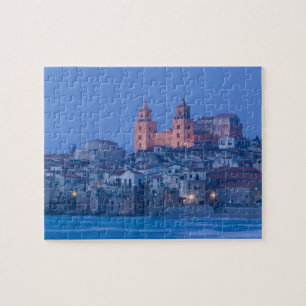 Quebra-cabeça Itália, Sicília, Cefalù, Vista com Duomo a partir