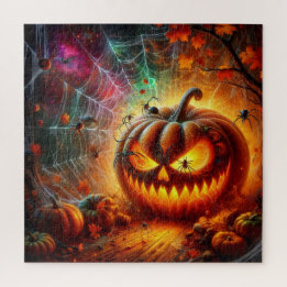 Quebra-cabeça Jack-O-Lanterna e aranhas assustadoras