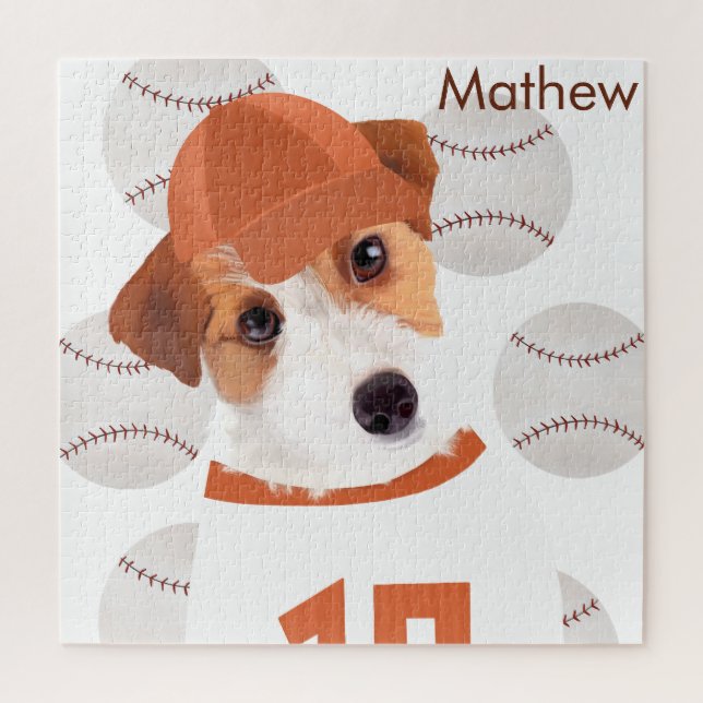 Quebra-cabeça Jack Russell Cachorro Personalizado Baseball Jerse (Vertical)
