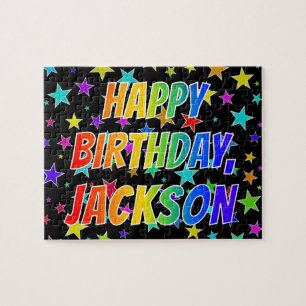 Quebra-cabeça "JACKSON", Primeiro Nome, "FELIZ ANIVERSÁRIO"