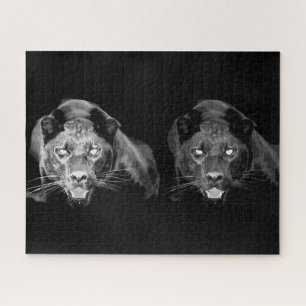 Quebra-cabeça Jaguar Preto e Branco - Animais Selvagens - Gatos 