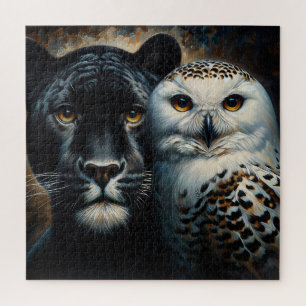 Quebra-cabeça Jaguar Preto e Olhos de Coruja da Neve - Quebra-Ca