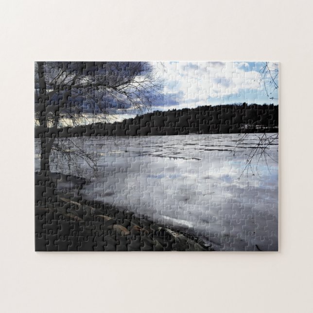 Quebra-cabeça Jamaica Pond congelado, Jamaica Plains (Horizontal)