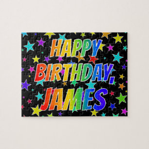 Quebra-cabeça "JAMES" Primeiro Nome, Diversão "FELIZ ANIVERSÁRIO