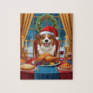 Quebra-cabeça Jantar de Natal de Cachorro Festa de Natal