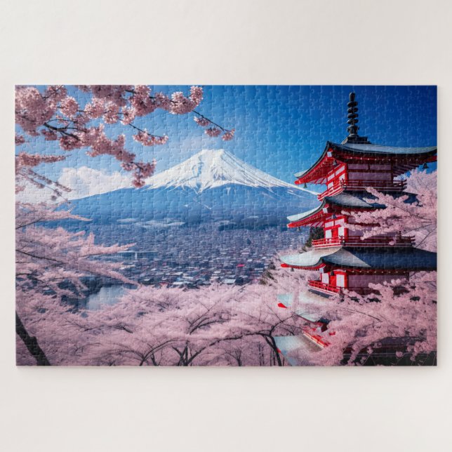Quebra-cabeça Japão, Sakura e Fuji (Horizontal)