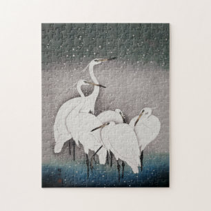 Quebra-cabeça Japonês Egrets Koson Cranes Winter Snow