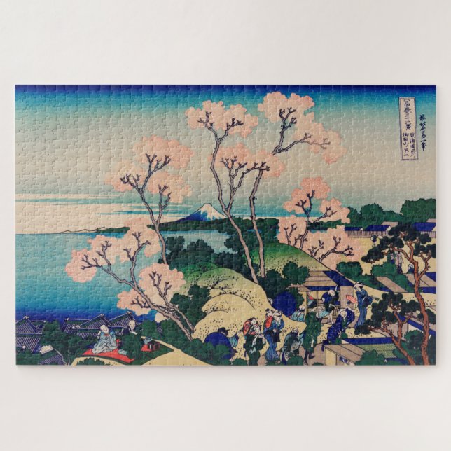 Quebra-cabeça Japonês Woodblock Art Sakura Monte Fuji (Horizontal)