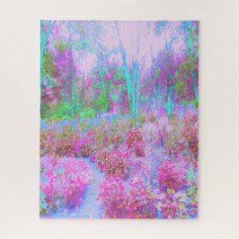 Quebra-cabeça Jardim Abstrato de Rosa Impressionista e Turquesa