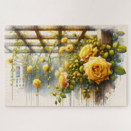 Quebra-cabeça Jardim das Aquarelas de Rosas Amarelas