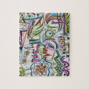 Quebra-cabeça Jardim de Fadas - Arte em Aquarela Abstrata Pintad