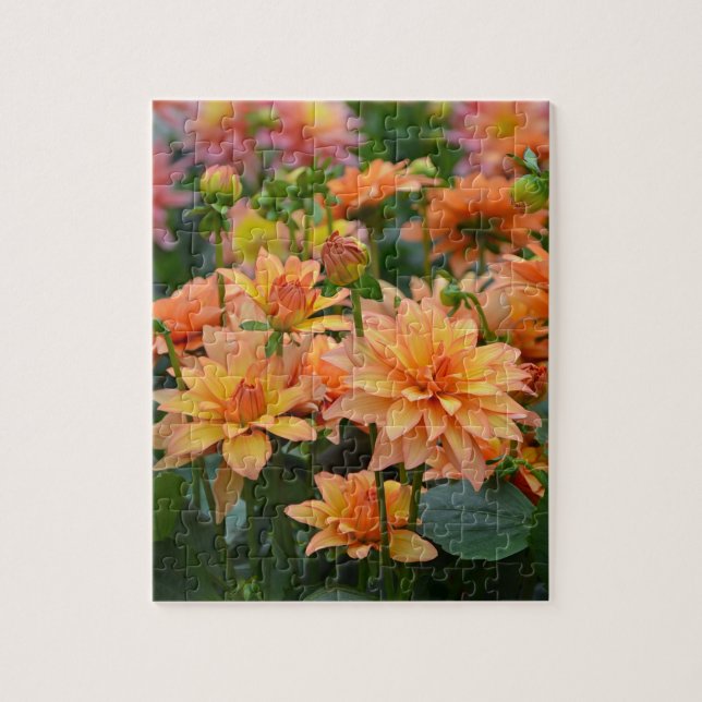 Quebra-cabeça Jardim de flores da dália laranja (Vertical)