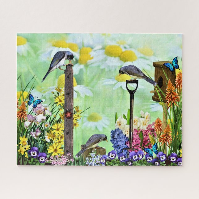 Quebra-cabeça Jardim de Flores de Birdhouse (Horizontal)