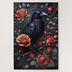 Quebra-cabeça Jardim de Rosa de Raven Negro Gordo