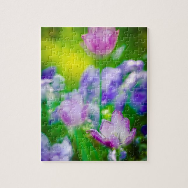 Quebra-cabeça Jardim de tulipas, Giverny, França (Vertical)