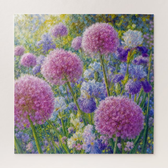 Quebra-cabeça Jardim de Verão de Allium e Íris (Vertical)