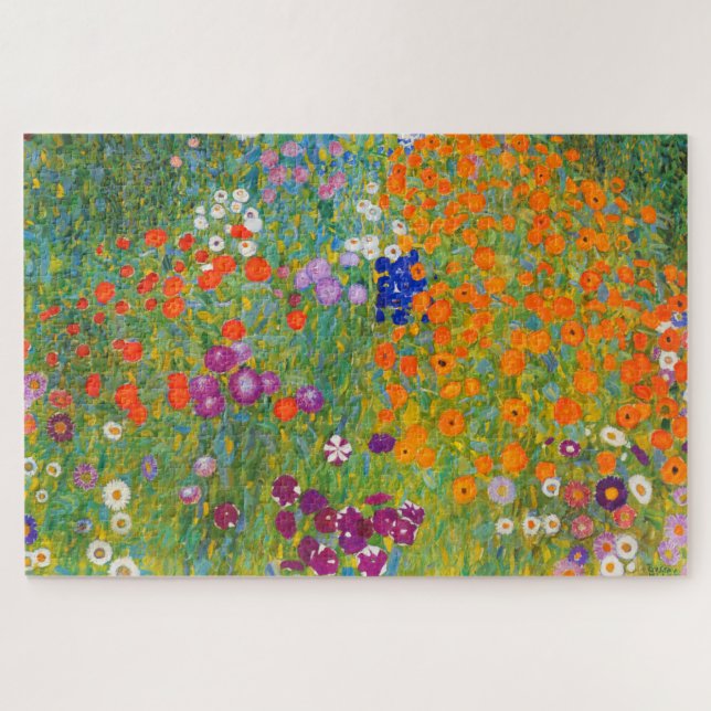Quebra-cabeça Jardim Flor por Gustav Klimt (Horizontal)