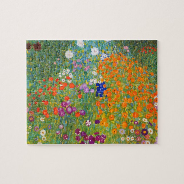 Quebra-cabeça Jardim Flor por Gustav Klimt (Horizontal)