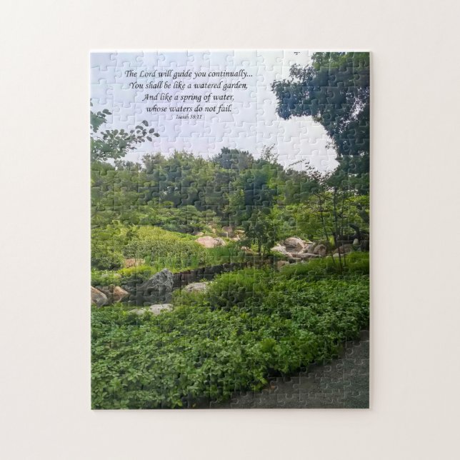 Quebra-cabeça Jardim Japonês com Isaiah 58:11 (Vertical)