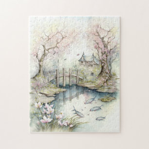 Quebra-cabeça Jardim Japonês Tradicional em Primavera