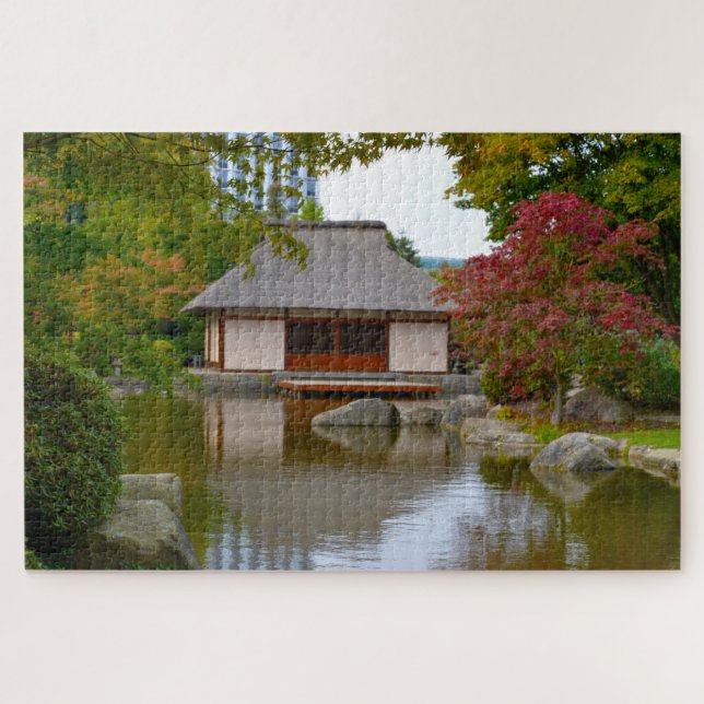 Quebra-cabeça Jardim Zen Japonês Hamburgo Alemanha. Quebra-cabeç (Horizontal)