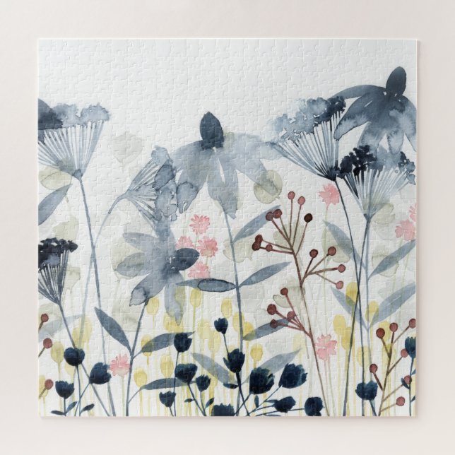 Quebra-cabeça Jardins Camadas - Flores de Aquarela (Horizontal)