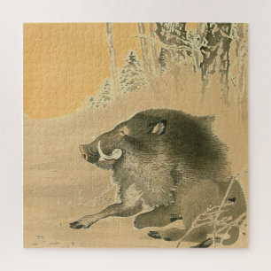Quebra-cabeça Javali Ohara Koson 1920 Arte Japonesa