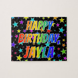 Quebra-cabeça "JAYLA" Primeiro Nome, Diversão "FELIZ ANIVERSÁR