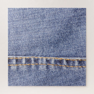 Quebra-cabeça Jeans azuis: textura pormenorizada da costura.