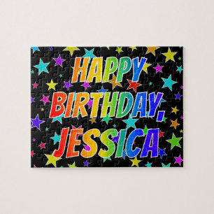 Quebra-cabeça "JESSICA" Primeiro Nome, Diversão "FELIZ ANIVERS