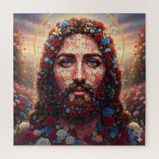 Quebra-cabeça Jesus Christ Floral Rose Mosaic Spiritual Puzzle 