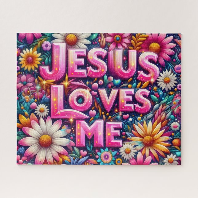Quebra-cabeça Jesus Colorido Ama Mim (Horizontal)