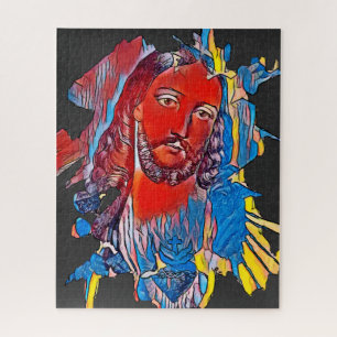 Quebra-cabeça Jesus Cristo Enfrentado Cardíaco Sagrado Arte Abst