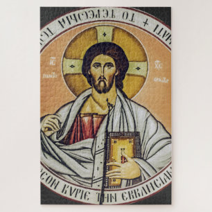 Quebra-cabeça Jesus Cristo Pantocrator Arte de Ícone Bizantino