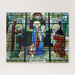 Quebra-cabeça Jesus e Maria mantiveram vidro Janela Quebra-cabeç