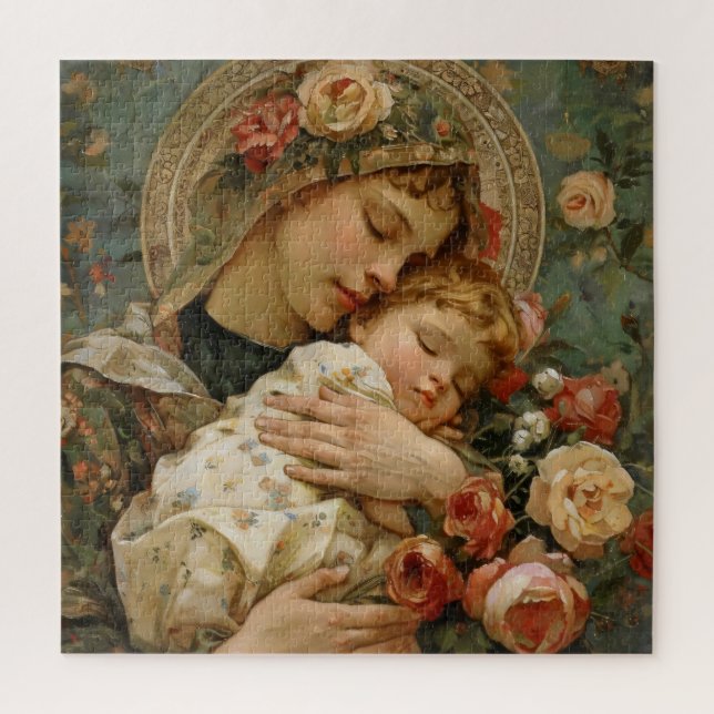 Quebra-cabeça Jesus e Santa Mary Impressionismo (Vertical)