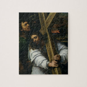 Quebra-cabeça Jesus que leva a cruz, c.1535 (óleo no painel)