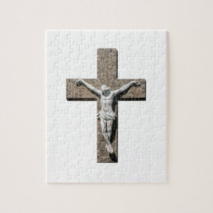 Quebra-cabeça Jesuschrist em uma escultura transversal