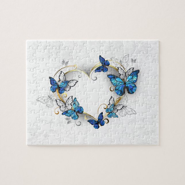 Quebra-cabeça Jewelry Heart with Butterflies Morpho (Horizontal)