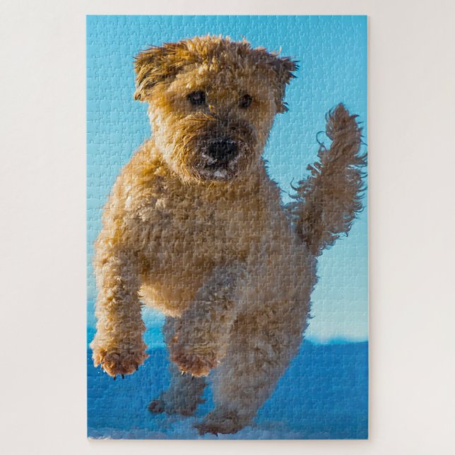 Quebra-cabeça Jigsaw do Cão Terrier Wheaten. (Vertical)