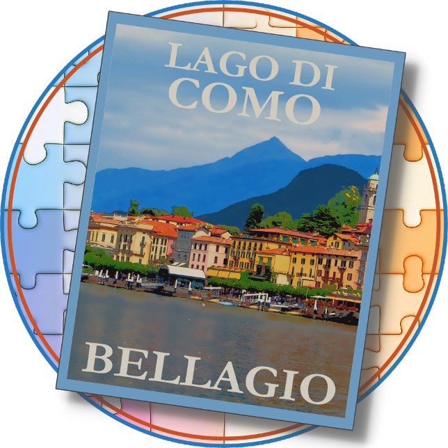 Quebra-cabeça JIGSAW PUZZLE - Bellagio Italy Travel Poster (Criador carregado)
