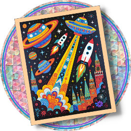 Quebra-cabeça JIGSAW PUZZLE - Retro Space