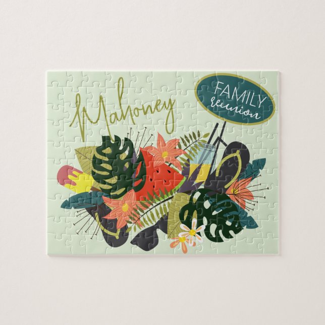 Quebra-cabeça Jigserra do sobrenome de Reunião da Família (Horizontal)