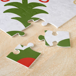 Quebra-cabeça Joaninha-do-Natal Vermelha Branca Verde Desenhada 