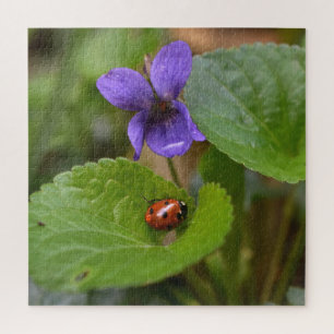 Quebra-cabeça Joaninha em Flores de Violeta Doce