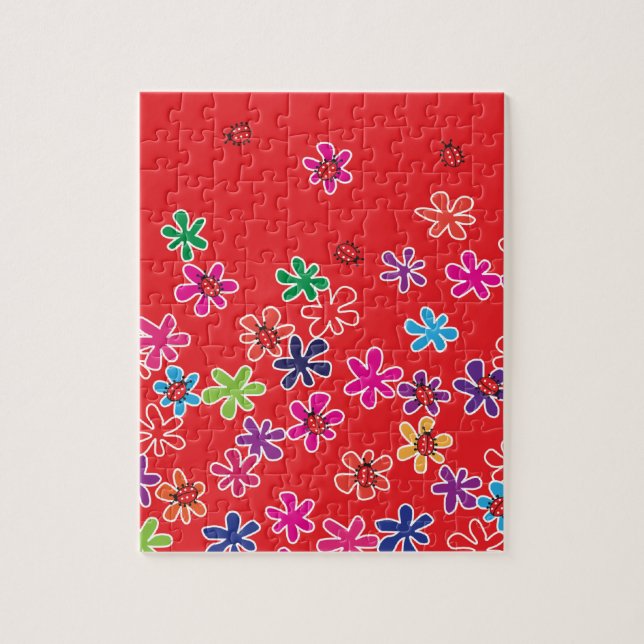 Quebra-cabeça Joaninhas e flores retrô (Vertical)