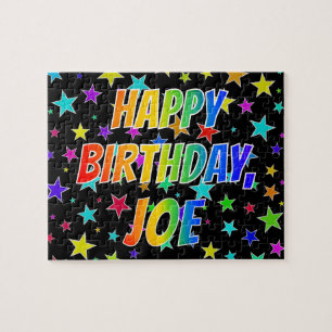 Quebra-cabeça "JOE" Nome, Diversão "FELIZ ANIVERSÁRIO"
